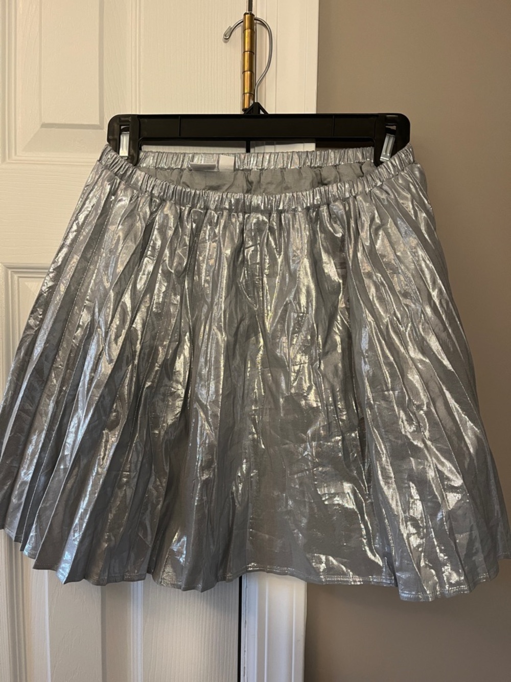 GAP Metallic Silver Pleated Skater Skirt